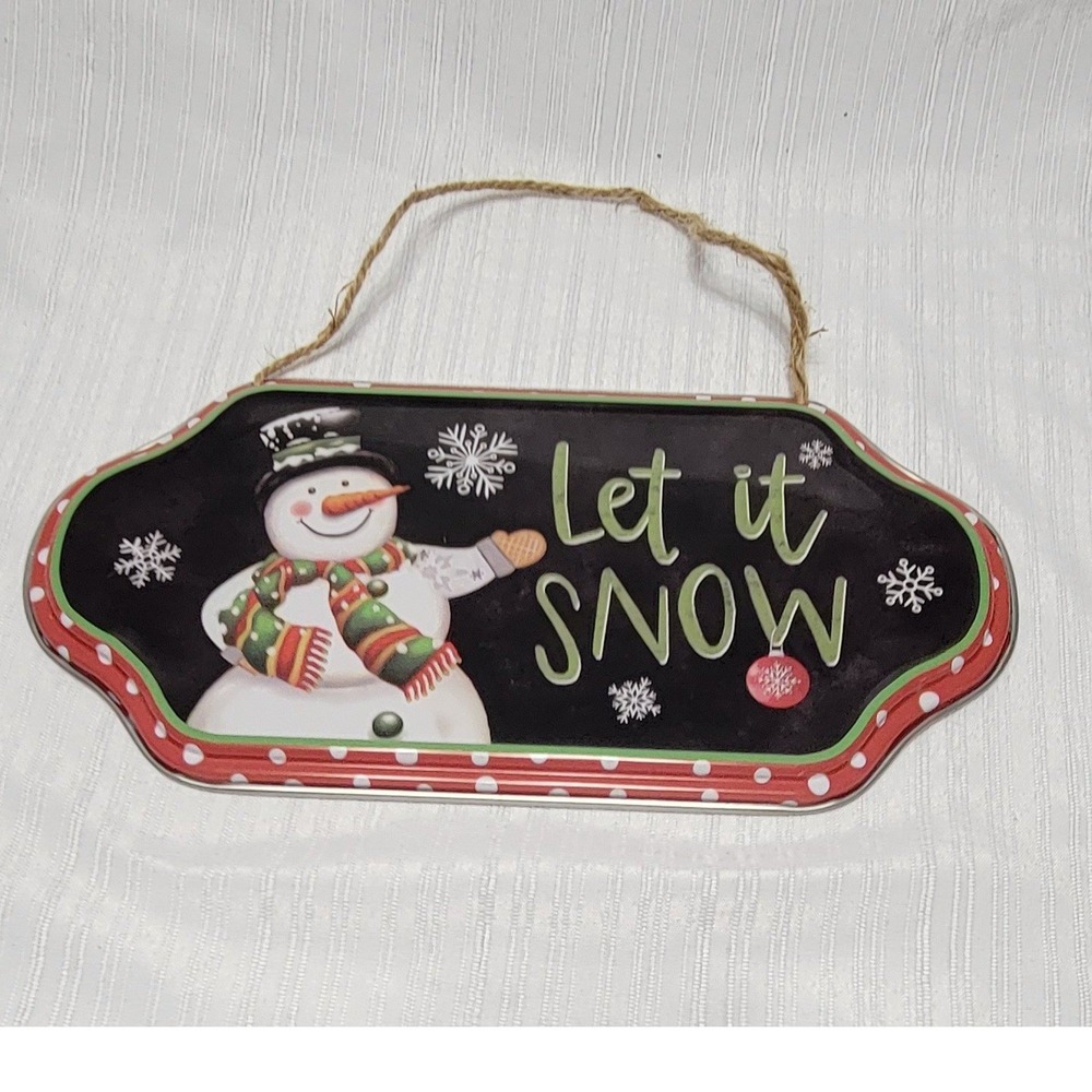 Let it Snow Holiday Sign Snowman Christmas Decor Tin sign or wreath attachment